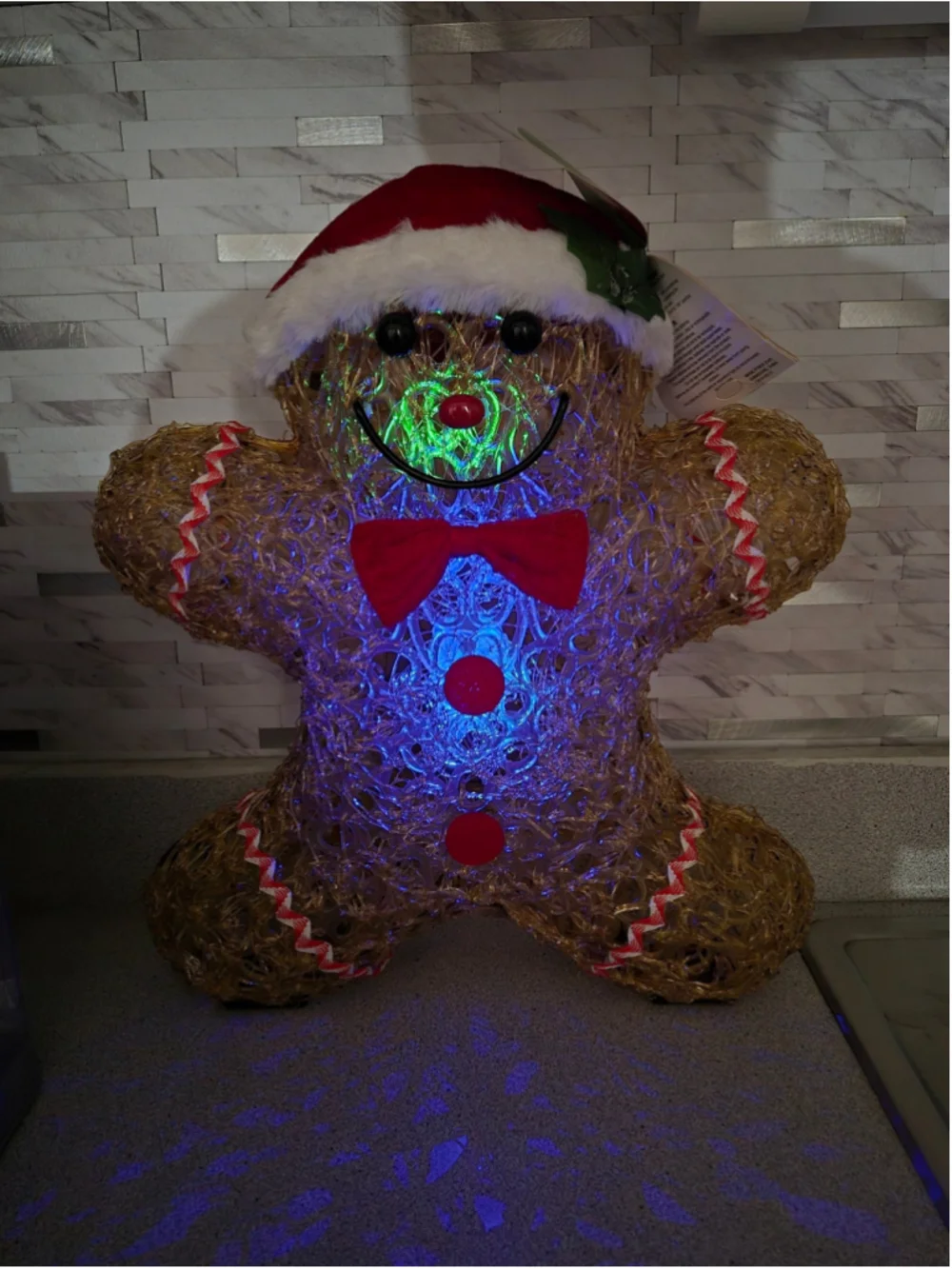American Home Classics Light-Up Gingerbread Man Decor One Size Gold Red